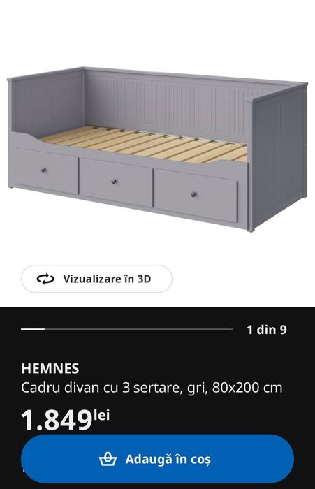 Divan ikea gri 160x200