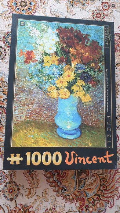 Puzzle 1000 piese Vincent van Gogh - Flowers in a blue vase
