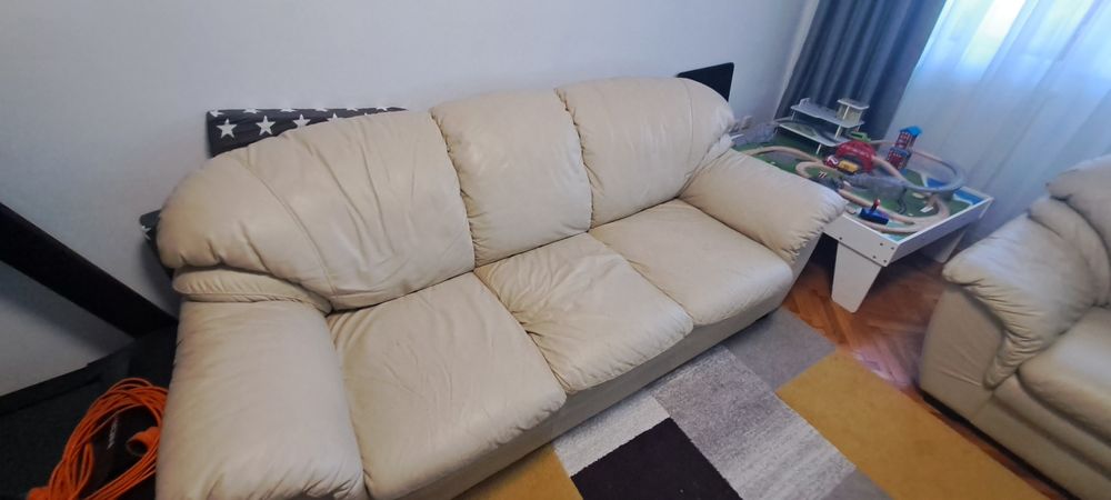 Canapea/2fotolii piele naturala MOBEXPERT extensibila