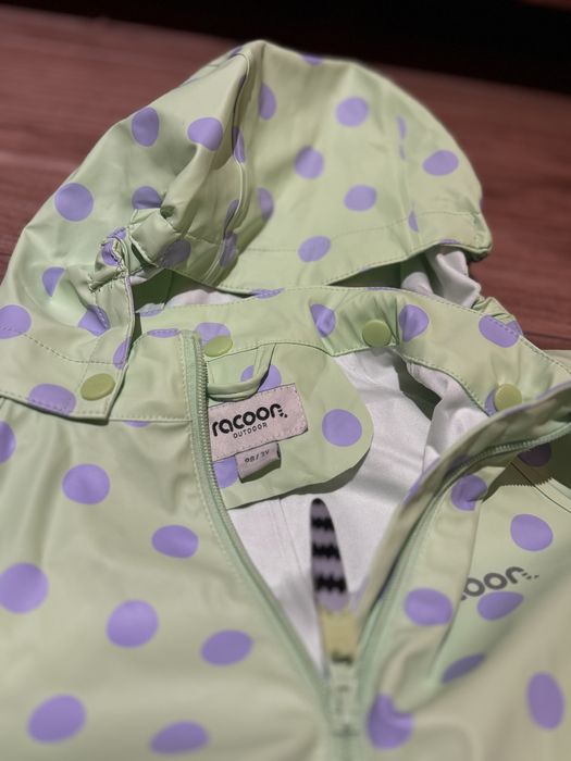 Salopeta ploaie Racoon verde - Mov 98