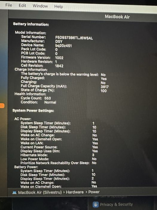 Macbook Air Retina 13" I5 2019 128Gb SSD - Full box