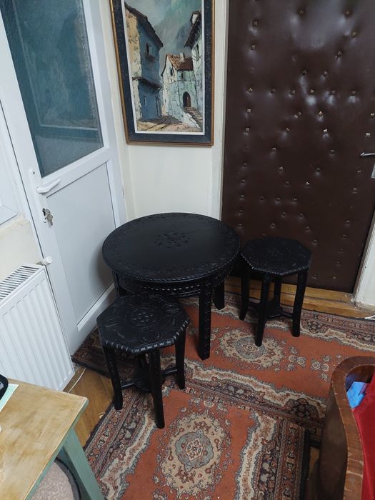 Masa si scaune stil Brincovenesc  din stejar reconditionate