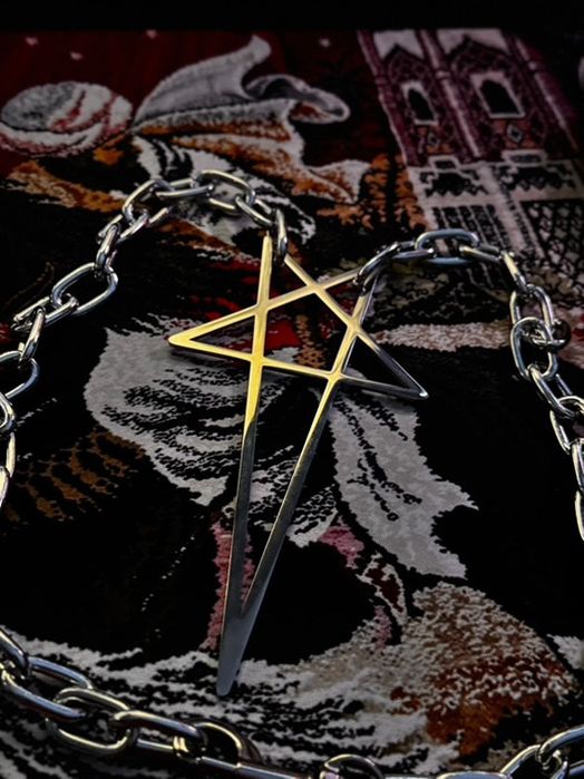 Punklry Big Pentagram Chain