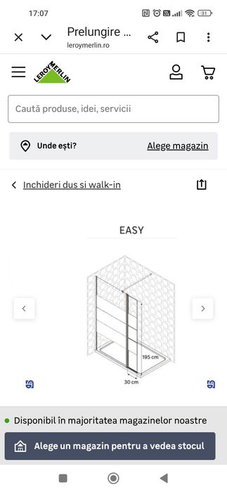 Prelungire perete dus walk-in