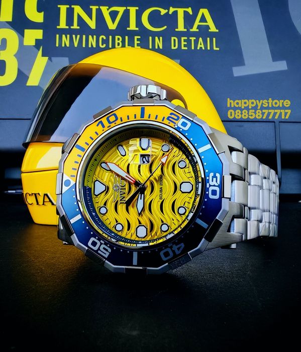 INVICTA Wave Yellow 52 mm, Инвикта нов ръчен часовник