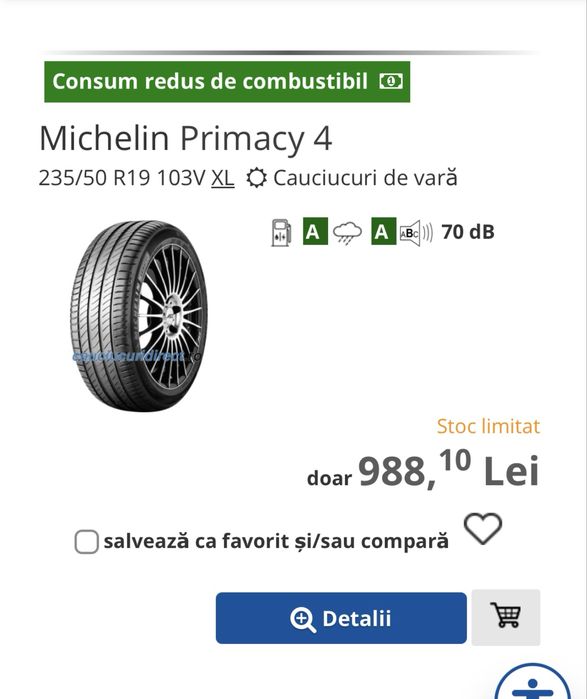 Set 4 cauciucuri de vara noi, Michelin Primacy 4 235/50/R19 (dot 4425)