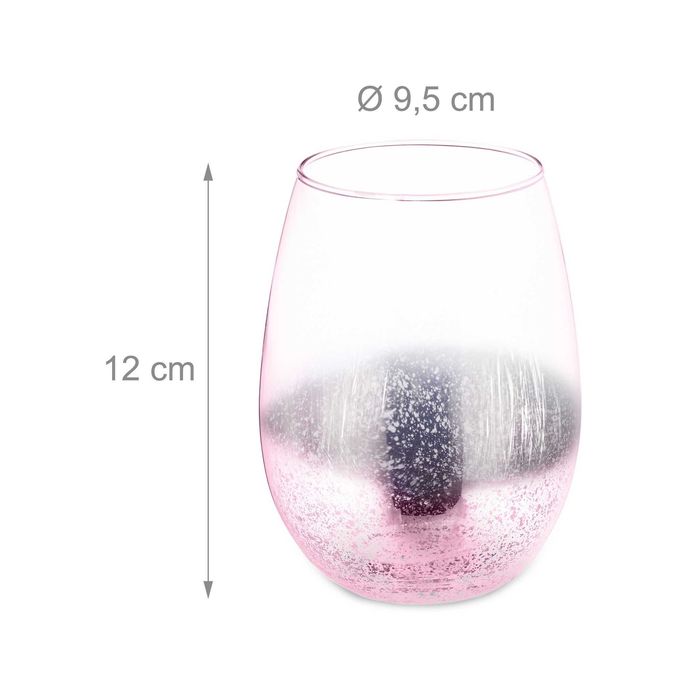 Set de 2 pahare de vin fara picior capacitate 500 ml fiecare roz