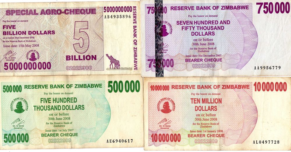 Lot bancnote Zimbabwe - 14 bancnote diferite