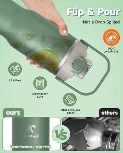 Нова Метална термо бутилка 1L със сламка 1L неръждаема стомана вакуумна изолация