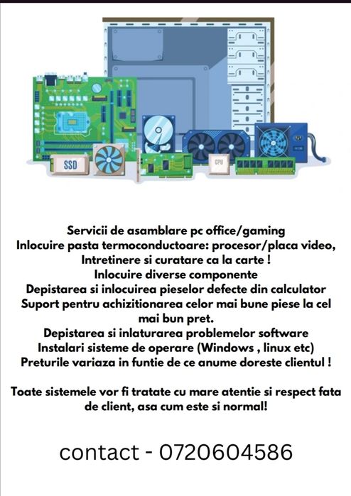 Servicii asamblare pc/ Mentenanță