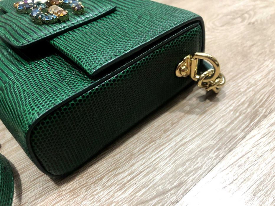 Сумка Dolce & Gabbana DG Millennials Green Lizard Embossed Crystal Bag