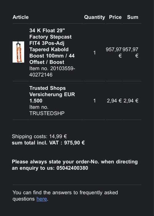 Fox Racing Shox 34 K FLOAT 29 Stepcast FIT4 100mm 44 Offset Boost