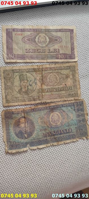 bancnote vechi 1966 10 lei 25 lei 100 lei pret pe cele 2