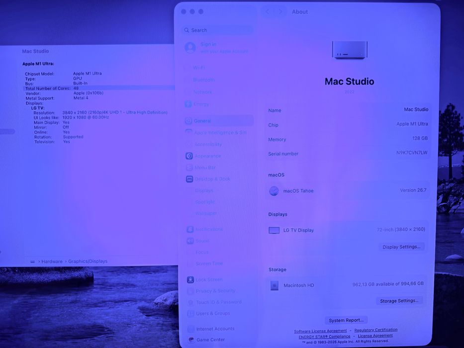 Mac Studio M1 ULTRA 20-CPU/48-GPU/128GB RAM/ 1TB SSD
