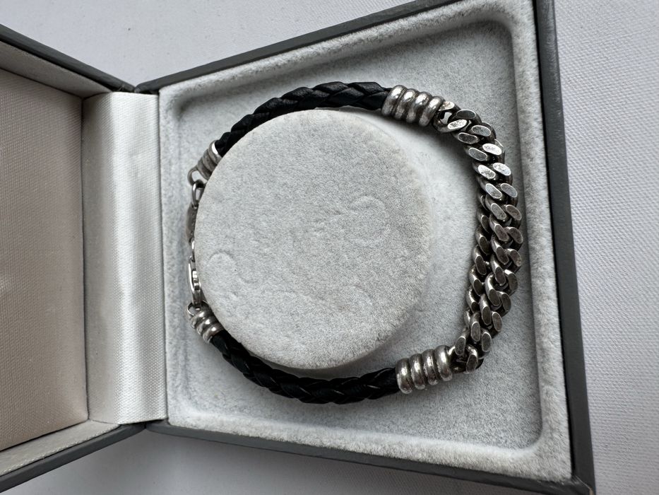 Bratara din argint si piele impletita