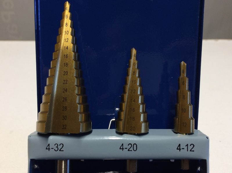 Burghiu conic / Freza metal in trepte set 3 bucati