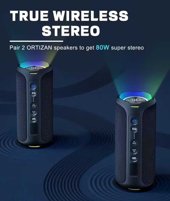 Чисто нова преносимa Bluetooth колонка Ortizan X8 Pro с 40W стерео звук, SD карта, AUX