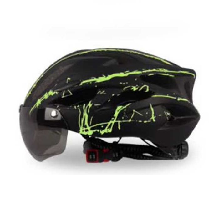 Casca Bicicleta, Viziera detasabila, Aerodinamica, Dimensiune reglabila 54-62cm, Negru cu Verde