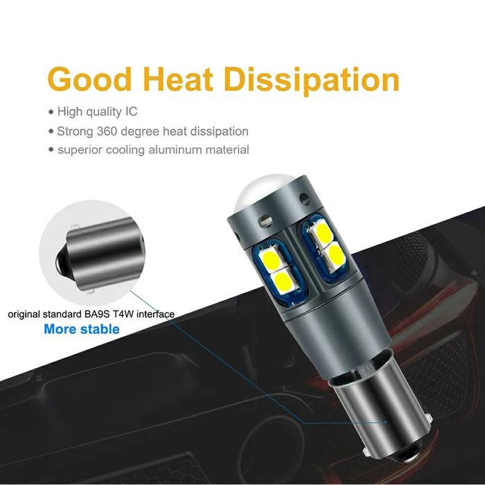 Set Două Becuri Led BAY9S/H21W Lumină Alb-Rece/Unghi 120°