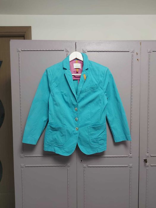 Sacou deosebit Madeleine, turcoaz, bumbac, mărimea XL, casual, office