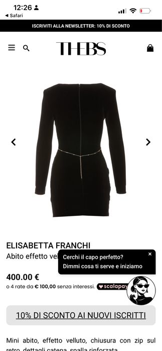 Elisabetta Franchi кадифена рокля с чарм в златисло с лого