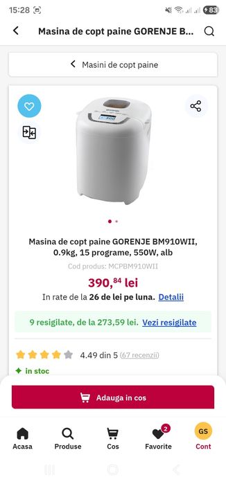 Masina de copt paine GORENJE BM910WII