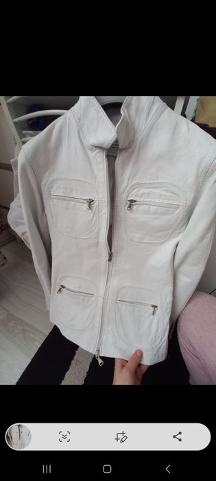 Geaca alba,pentru damă,din piele naturala