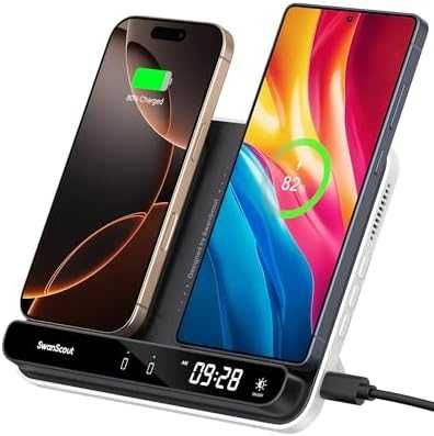 Нова Станция/стойка безжично зареждане 2 телефона iPhone Samsung Pixel