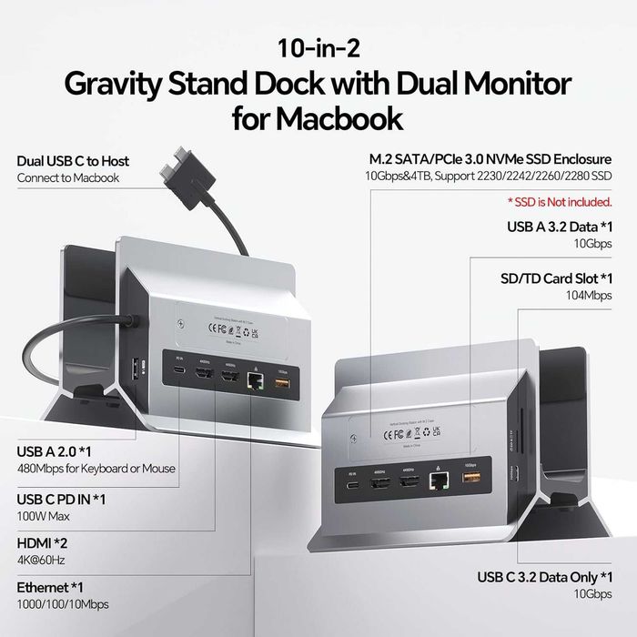Докинг станция PULWTOP 10 in 1 за MacBook