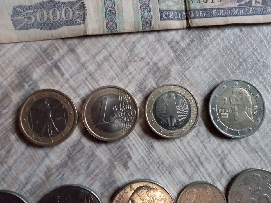 Bancnote vechi diverse monede + monede euro