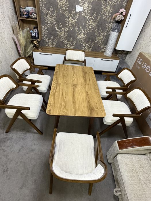 Комплект столы стулья (орех)