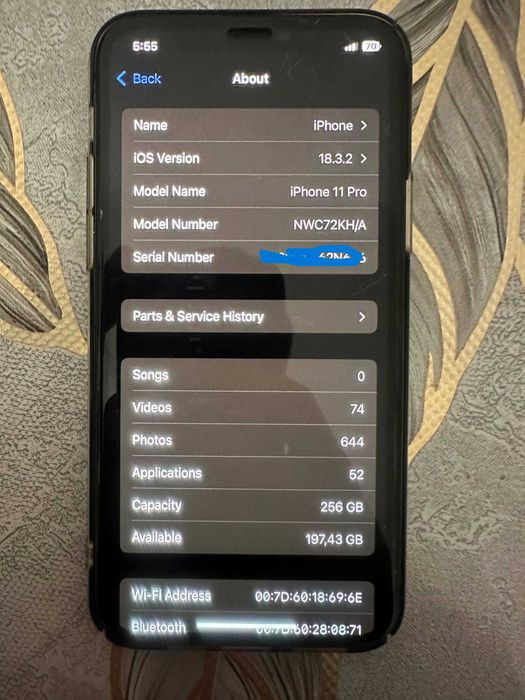 iPhone 11 pro, 256 GB, KHA, space gray, 74%