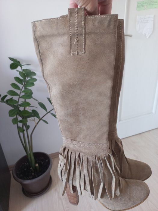 Cizme piele intoarsa bej 35