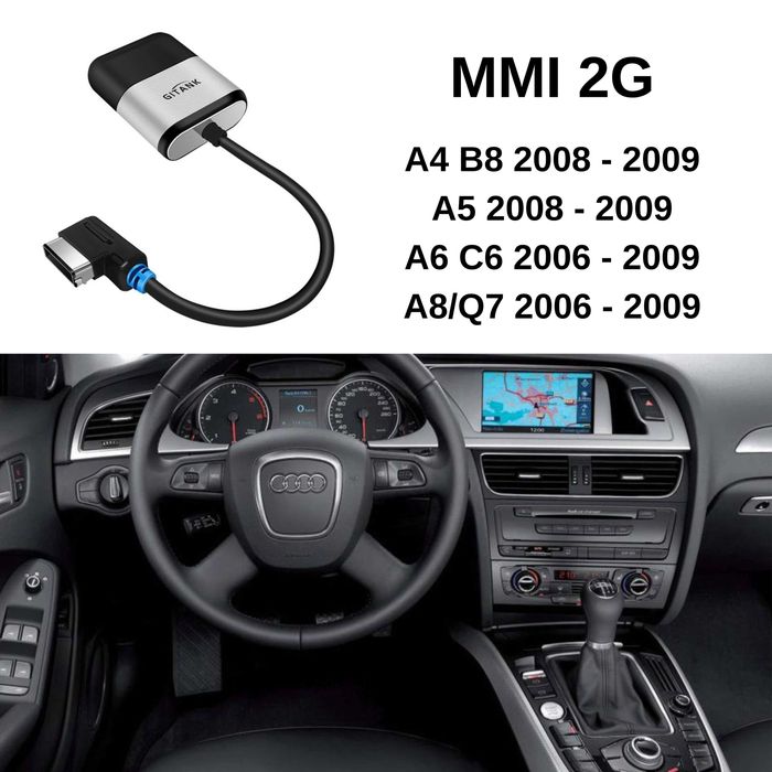 Adaptor Bluetooth GITANK 300 2G pentru Audi A4, A5, A6 A8, Q7 (2006–2009) cu interfață AMI, MMI 2G