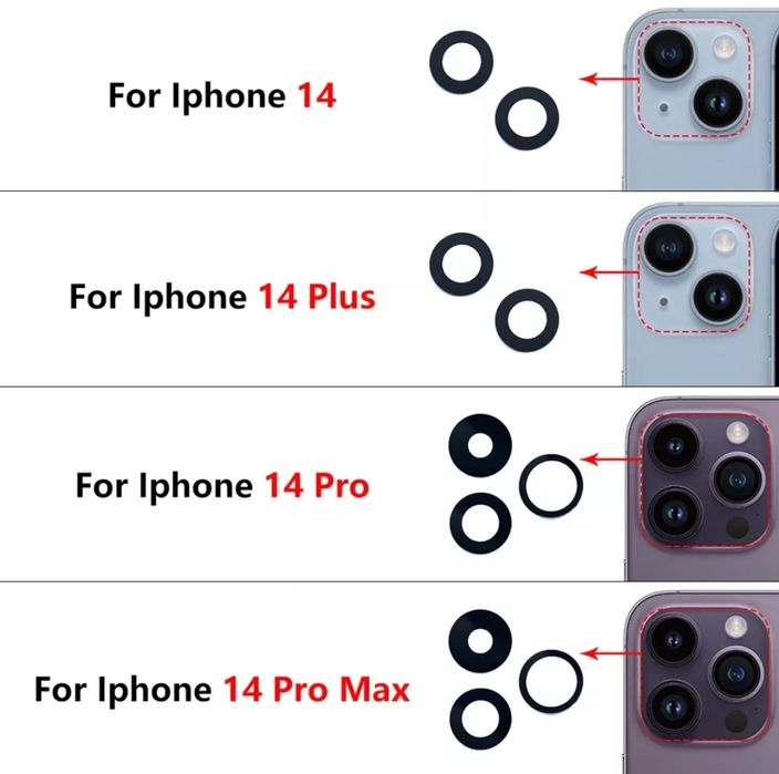 Резервни стъкла за камера за Apple iPhone 14 / 13 / 12 / 11