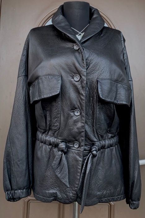 RENE LEZARD Superba Haina Geaca Fashion Chic Piele Negru Original UK