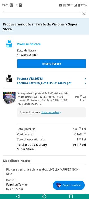 Vând video proiector,în stare bună,de funcționare.