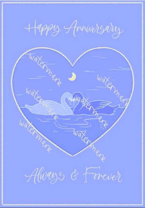 Поздравителна картичка a5, за годишнина, лебеди