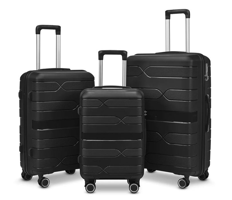 Комплект куфари 3 бр. | Лек и здрав твърд полипропилен, 4 колела 360°