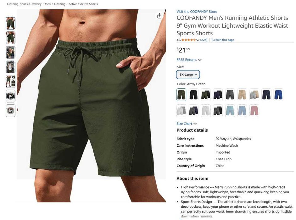 Новые шорты Coofandy 3XL