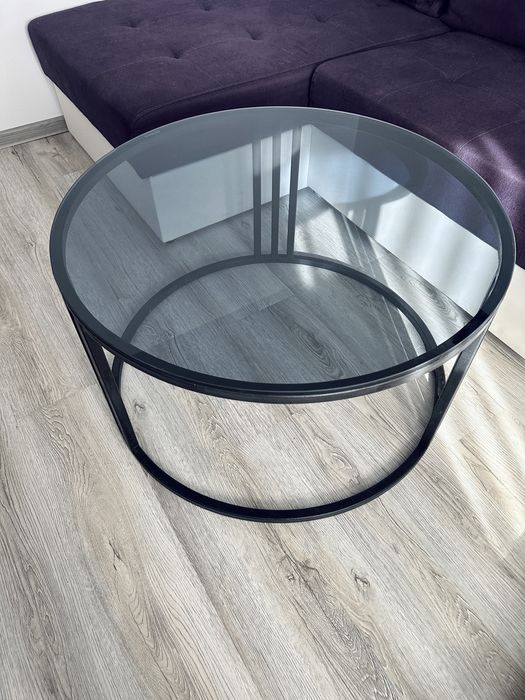 Masa cafea cu sticla fumurie securizata