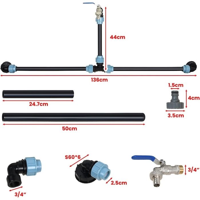 Пълен комплект за свързване на 2 IBC резервоара, с включен кран