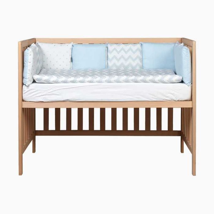 Pătuț copii lemn masiv fag (8 trepte) + Saltea fibră cocos 120x60 cm