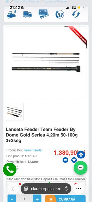 Vand 2 lansete feeder dome gold serie 4.20