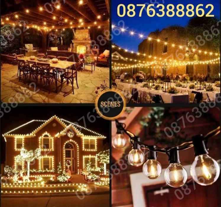 Външни лампи Светлинна верига от 20бр. Лед крушки за декорация