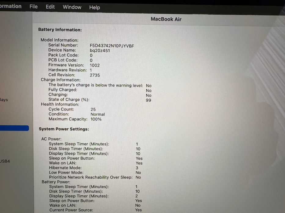 Laptop MacBook Air M1 256GB 25 cicluri 100% baterie ca NOU