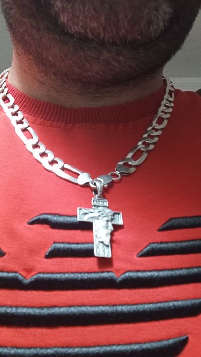 Cruce+lanț, masive, argint 925