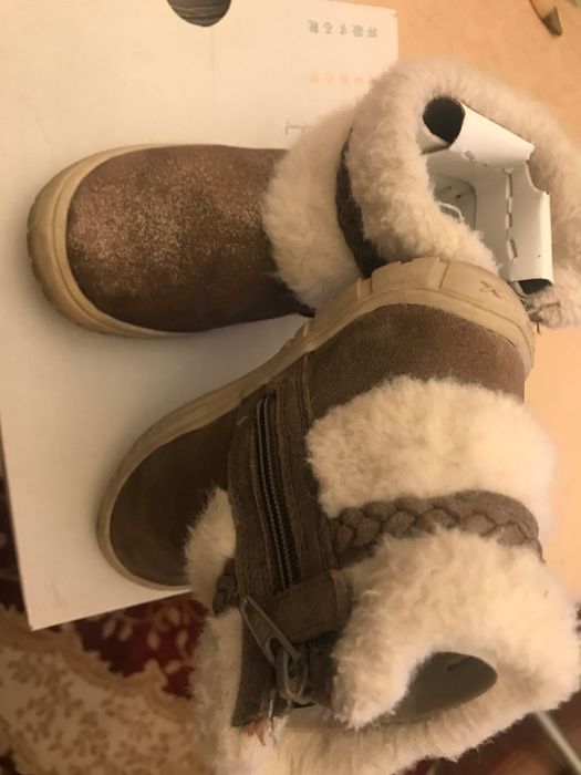 Cizme fetite Geox Omar, marime 27, piele si blanita, grej