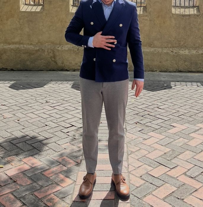 Pantaloni Zara, business-casual, barbati, gri