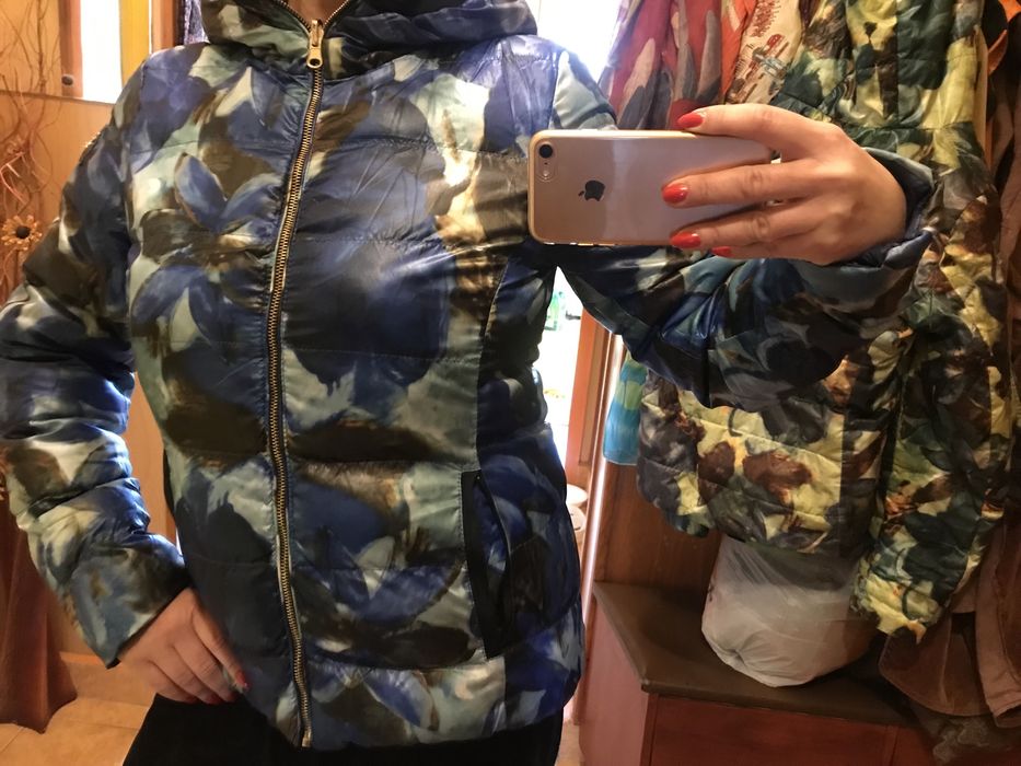 олекотено яке две лица двулицево вата пролет есен S/M пъстро индиго